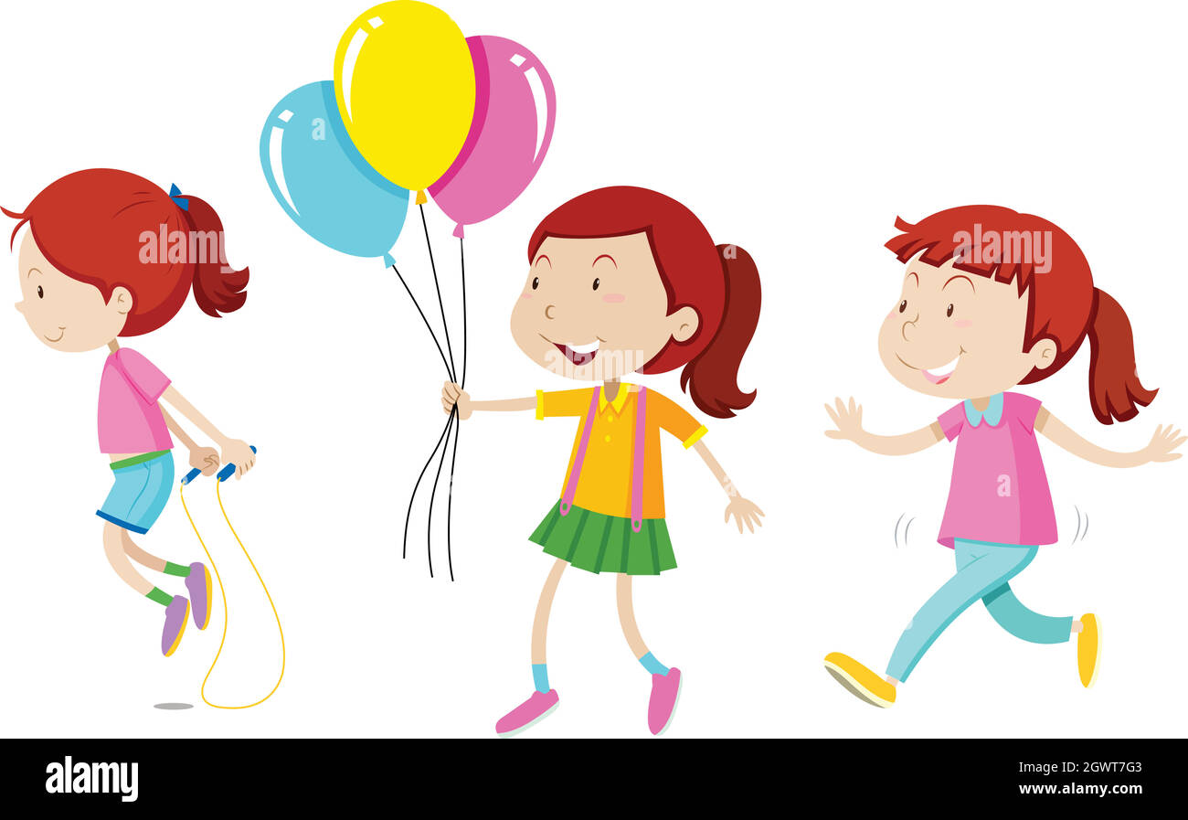 Set of three red hair girls Stock Vector