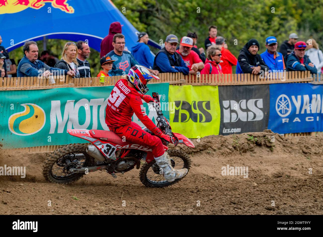 Payerne, Switzerland. 10th Mar, 2021. Loris Freidig of Switzerland perform  during the last payerne grand prix of the 2021 Swiss Federation Motocross  Championship (Photo by Eric Dubost/Pacific Press) Credit: Pacific Press  Media