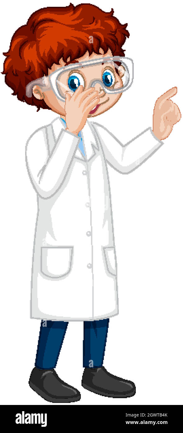 AI Image Generator: A scientist male, blue eyes, white lab coat, long hair,  blue scientist glasses