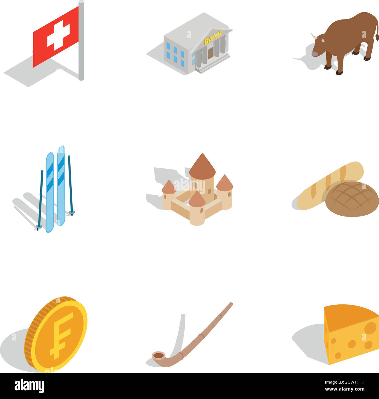 Welcome to Switzerland icons set Stock Vector