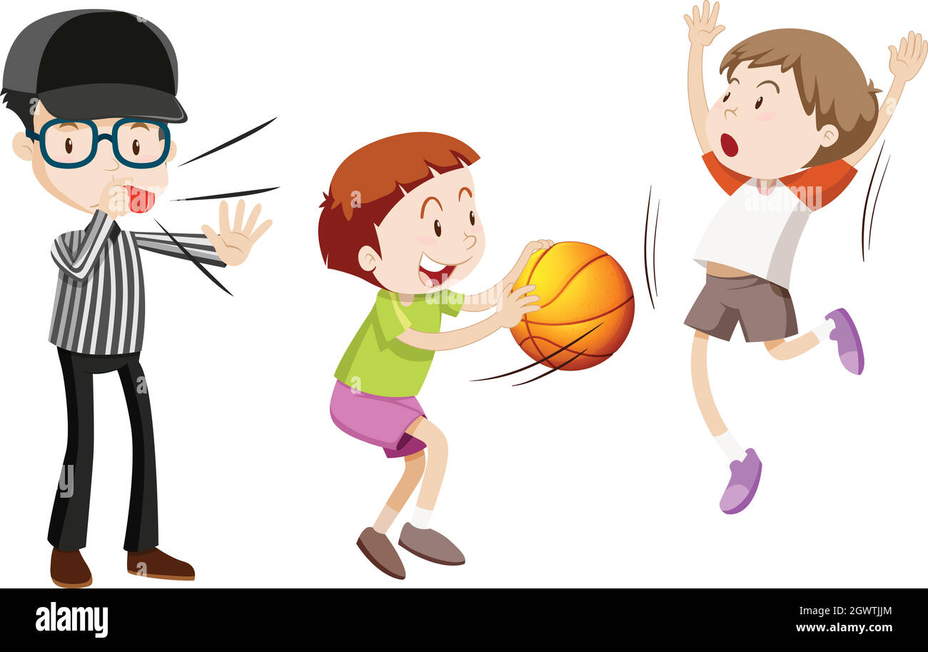 Referee and children playing basketball Stock Vector Image & Art Alamy