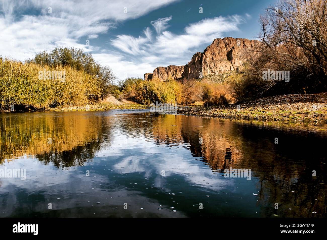 Scenic View Of Salt River Against Sky Stock Photo