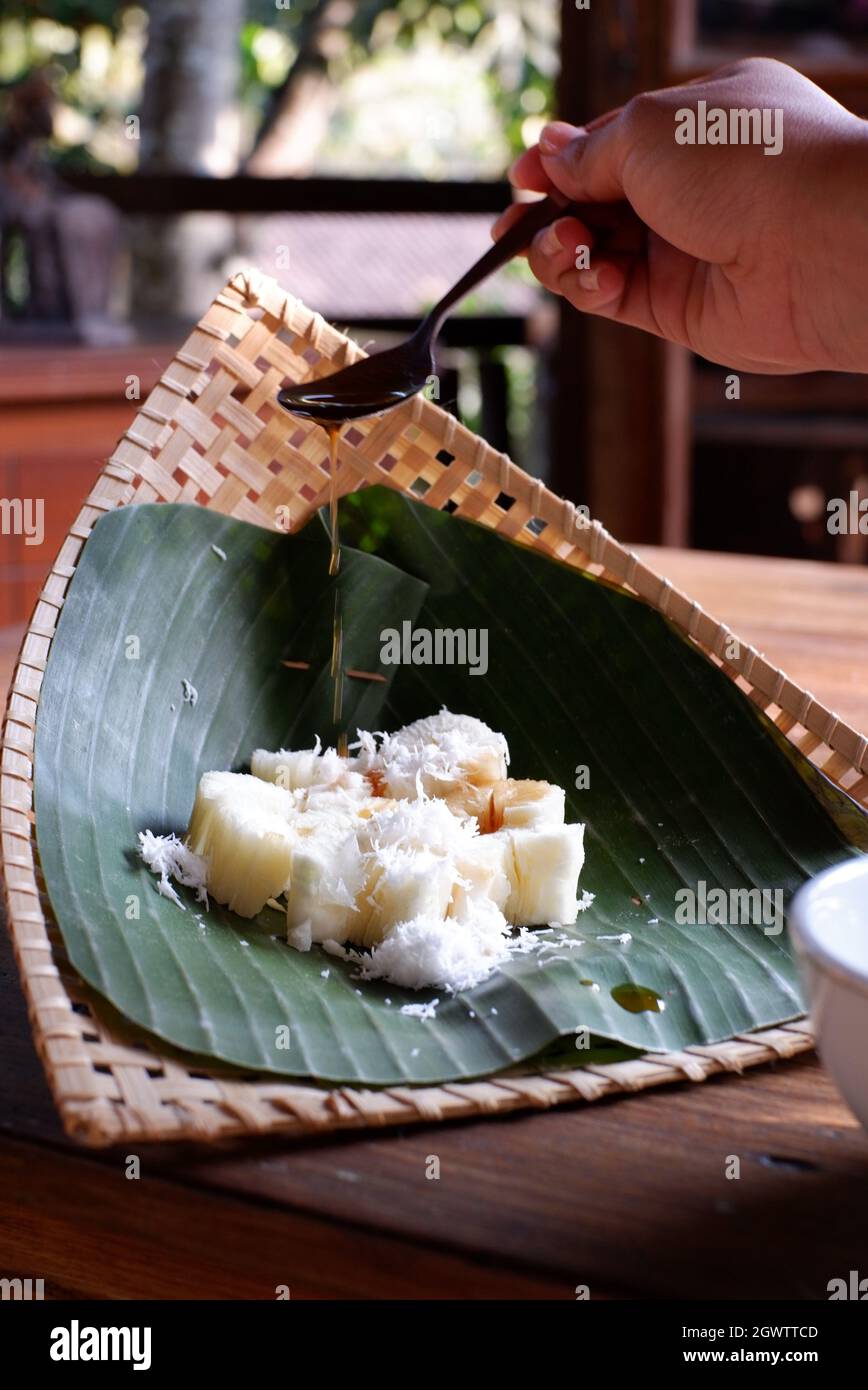 Boiled Yams With Palm Sugar Stock Photo Alamy