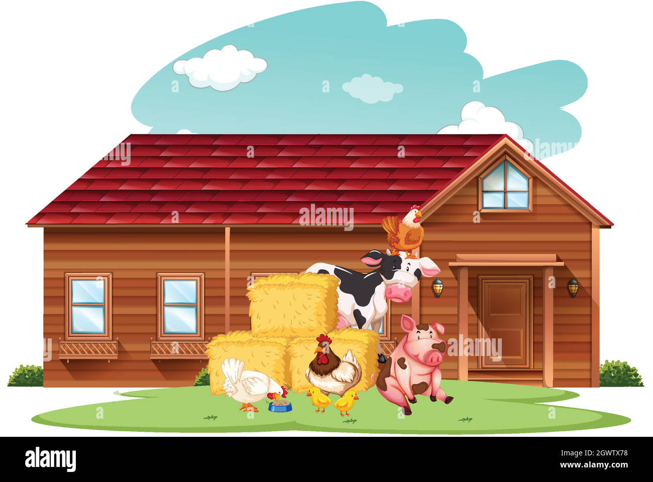 Farm scene with farm animals on the farm Stock Vector Image & Art - Alamy