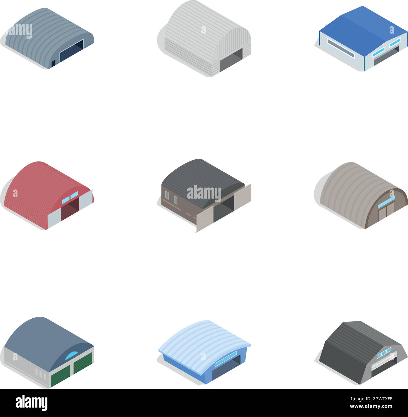 Barn icons, isometric 3d style Stock Vector