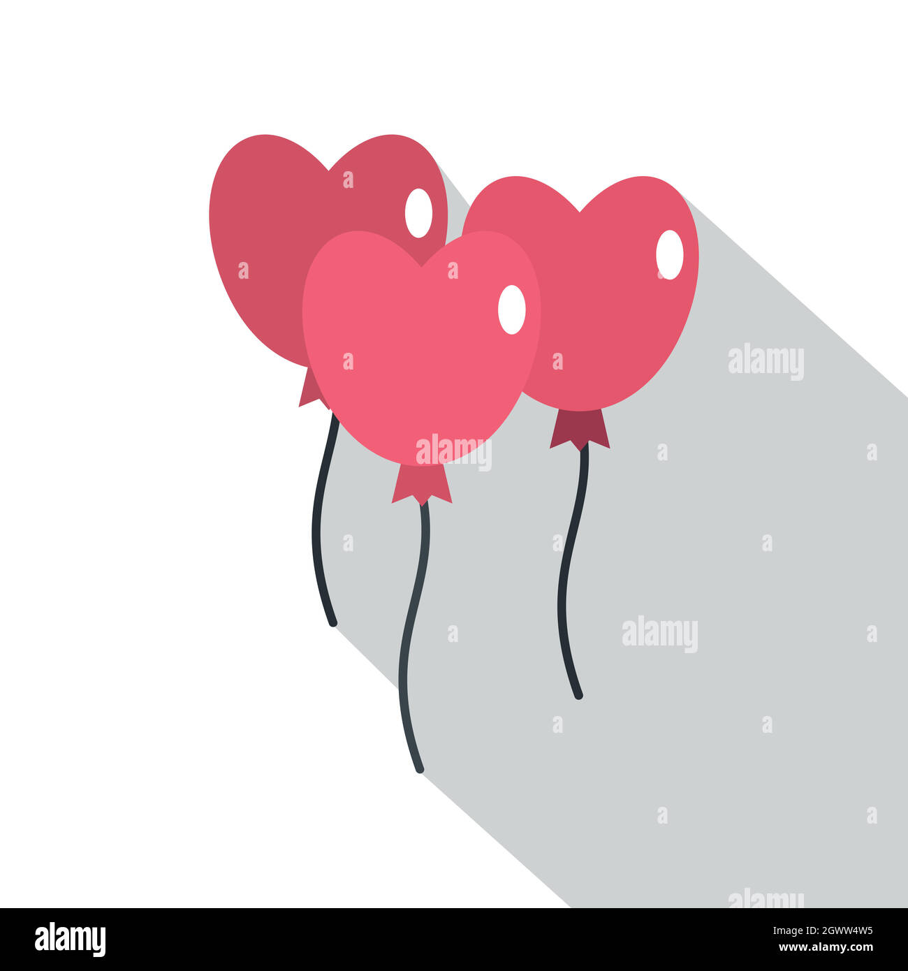 Pink balloons in shape of heart icon, flat style Stock Vector Image ...