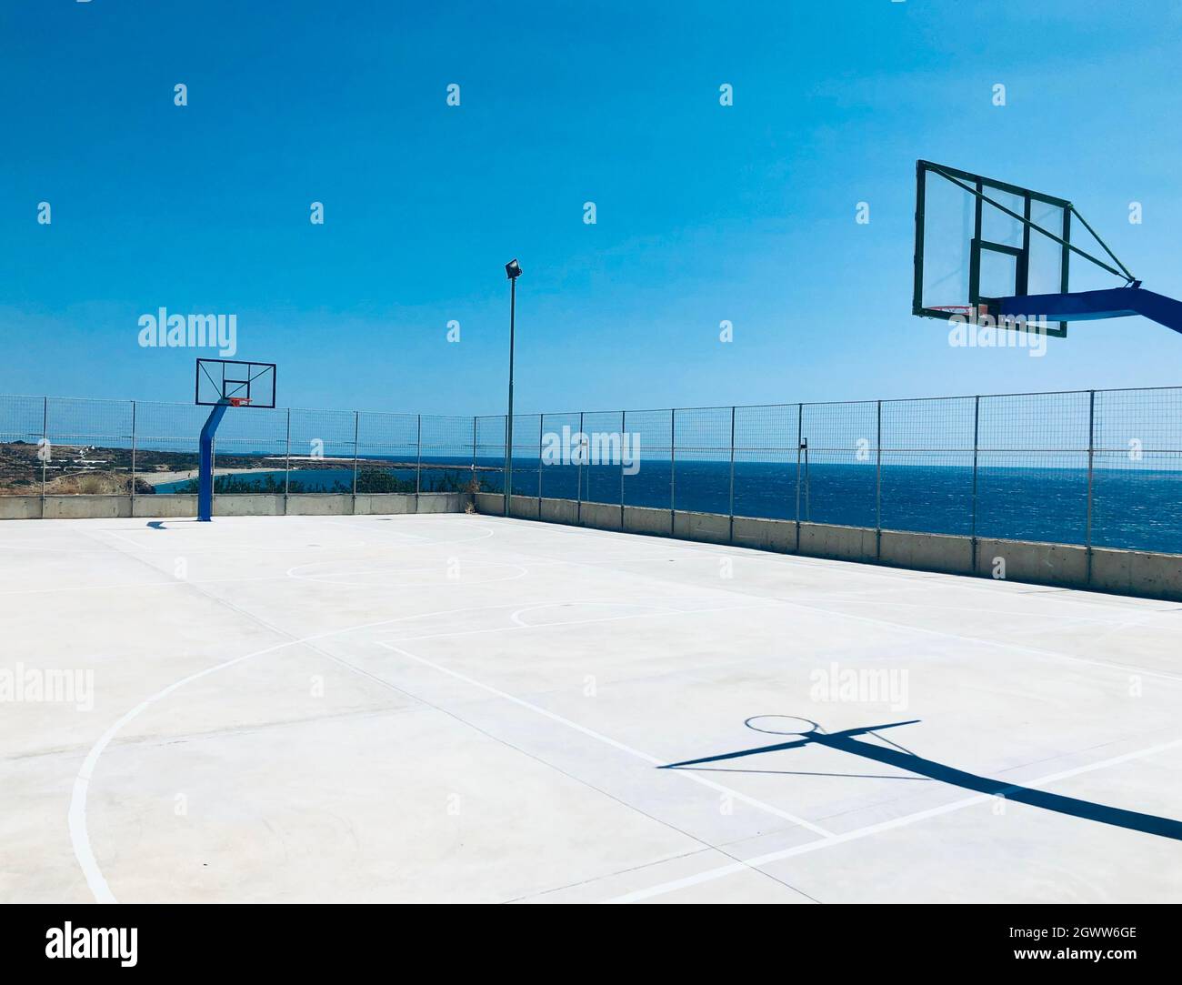 View Of Basketball Court Against Blue Sky Stock Photo - Alamy