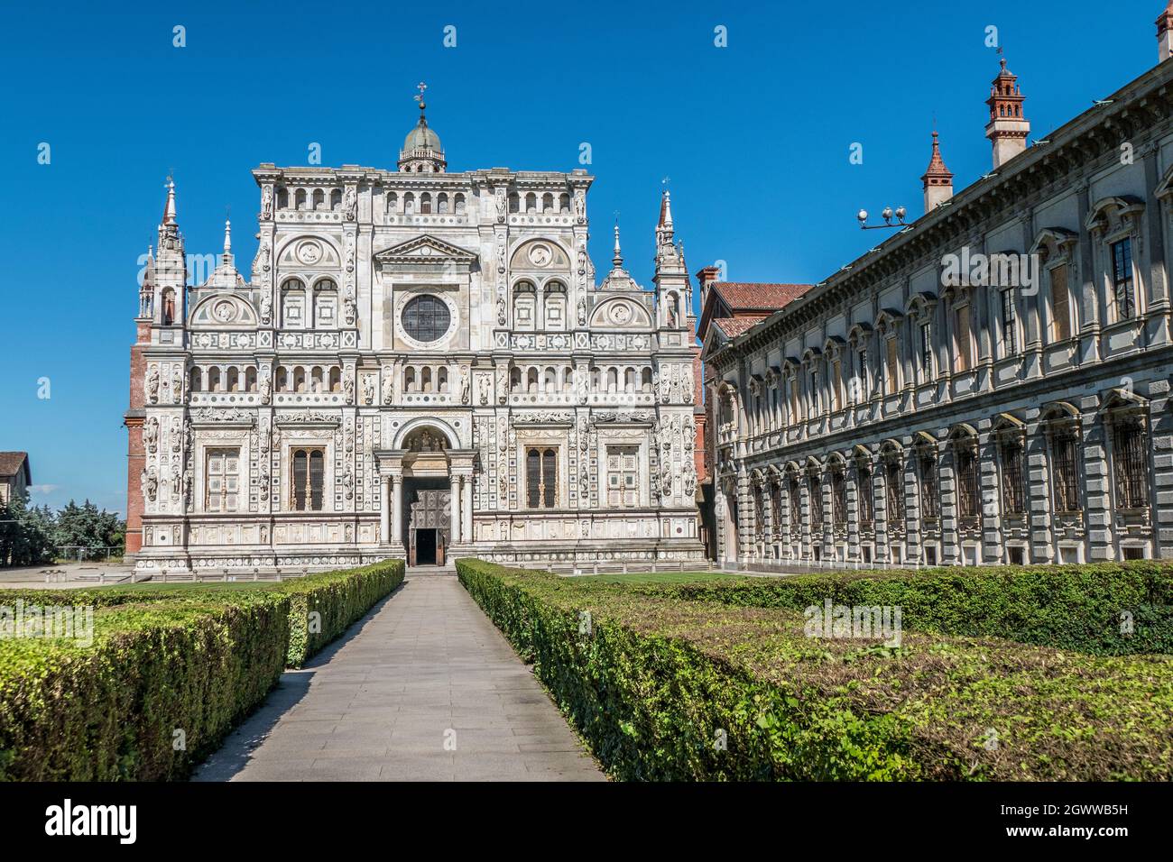 The Certosa Di Pavia With His Beautiful Facade Stock Photo - Alamy