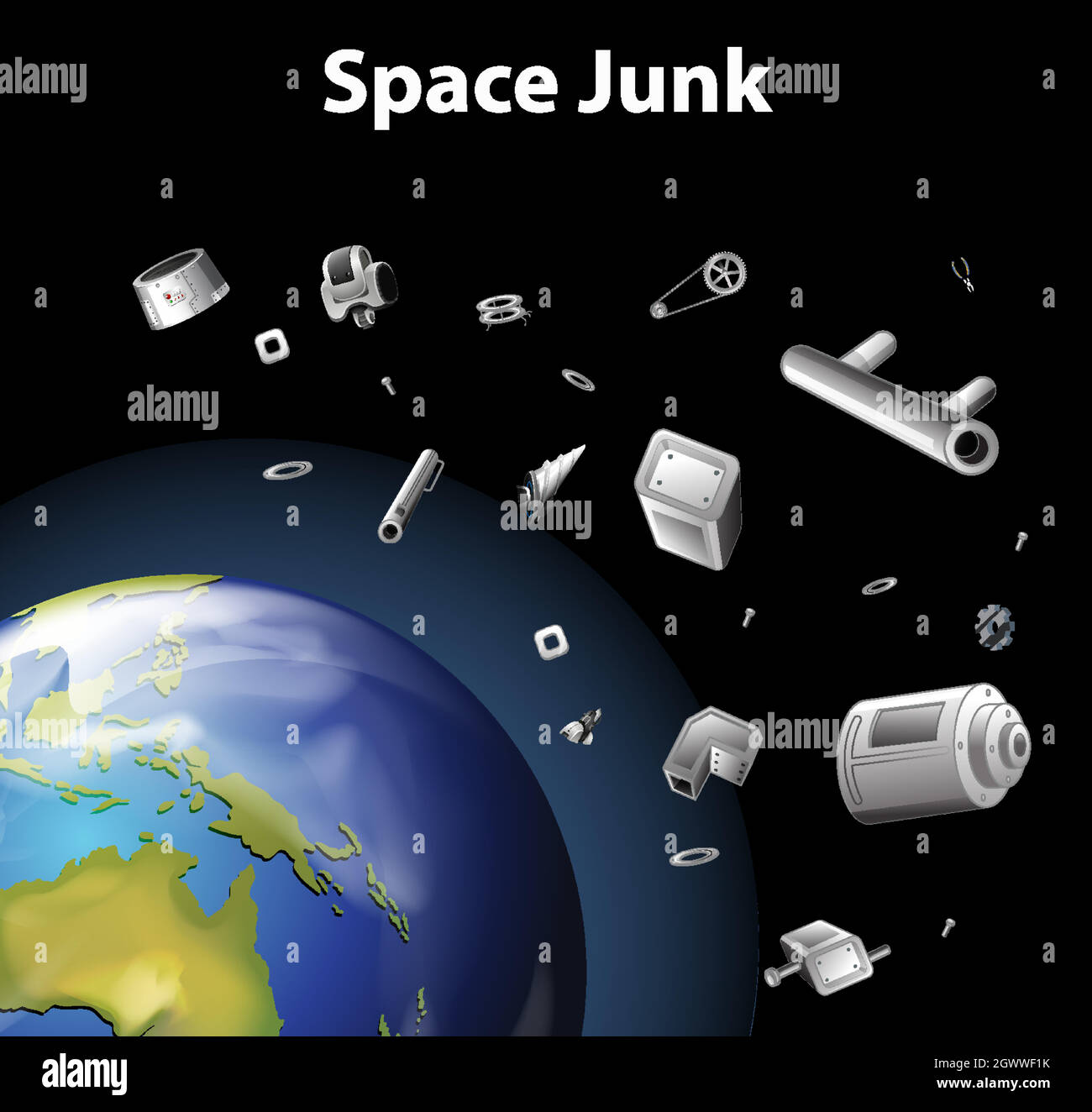 Scene with space trash in the space Stock Vector Image & Art Alamy