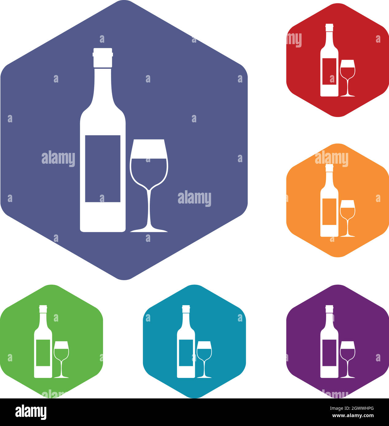 Bottle Of Wine Icons Set Stock Vector Image And Art Alamy