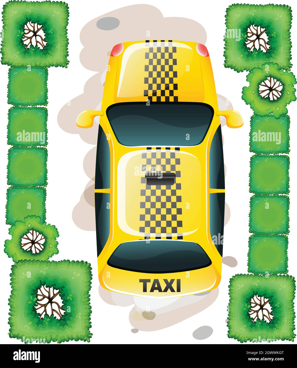 A topview of a yellow taxi Stock Vector