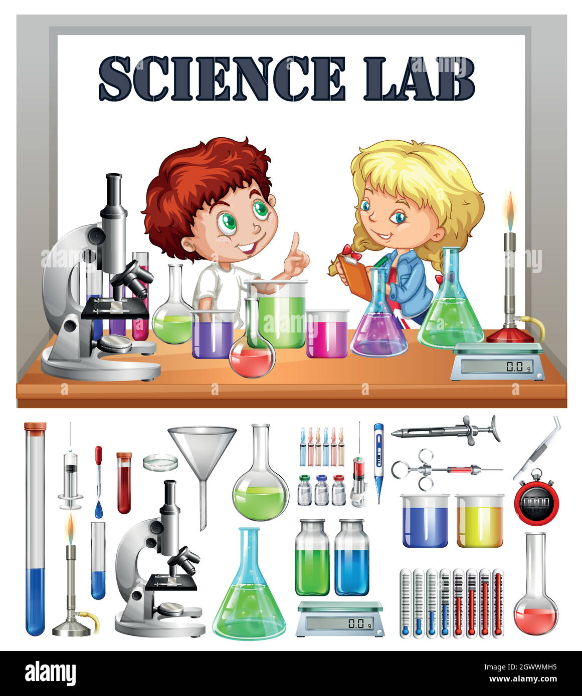 Children working in the science lab Stock Vector Image & Art Alamy