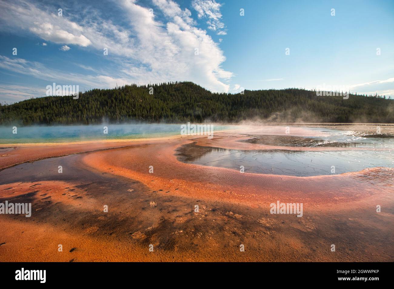 Grand Prismatic Hot Spring In Yellowstone National Park, Montana Stock ...