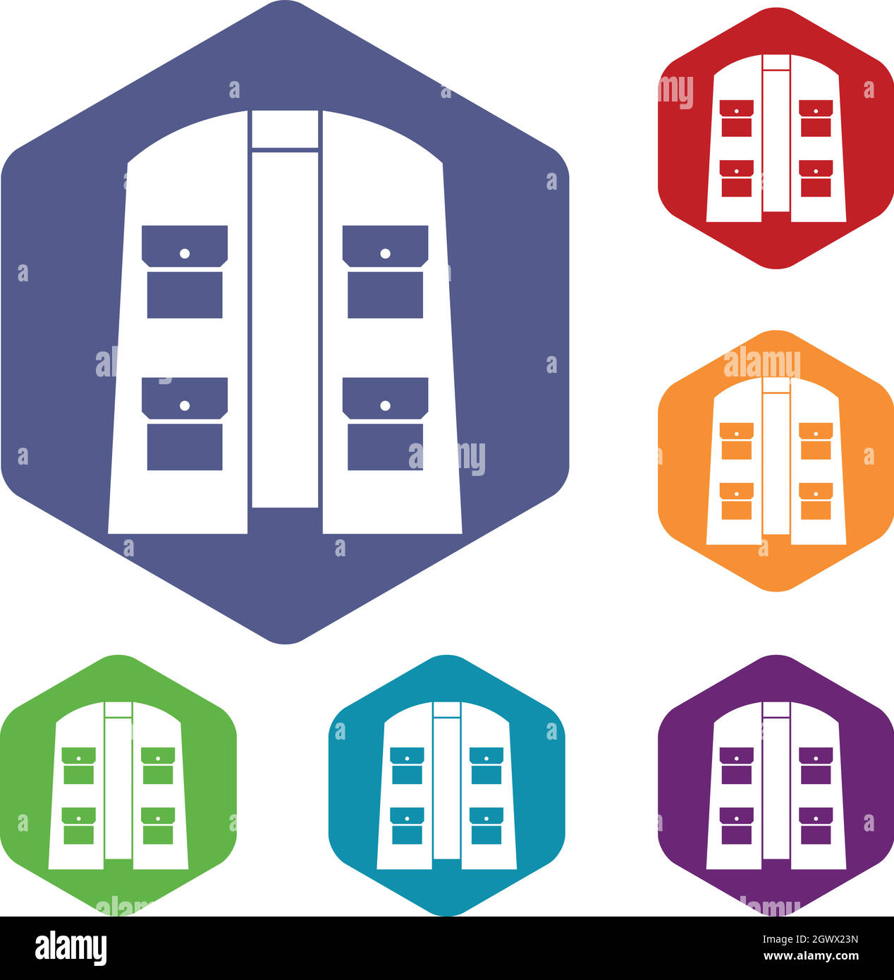Hunter vest icons set Stock Vector Image & Art - Alamy