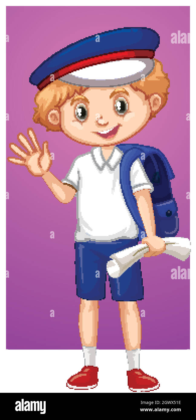 Happy boy waving hand Stock Vector Image & Art - Alamy