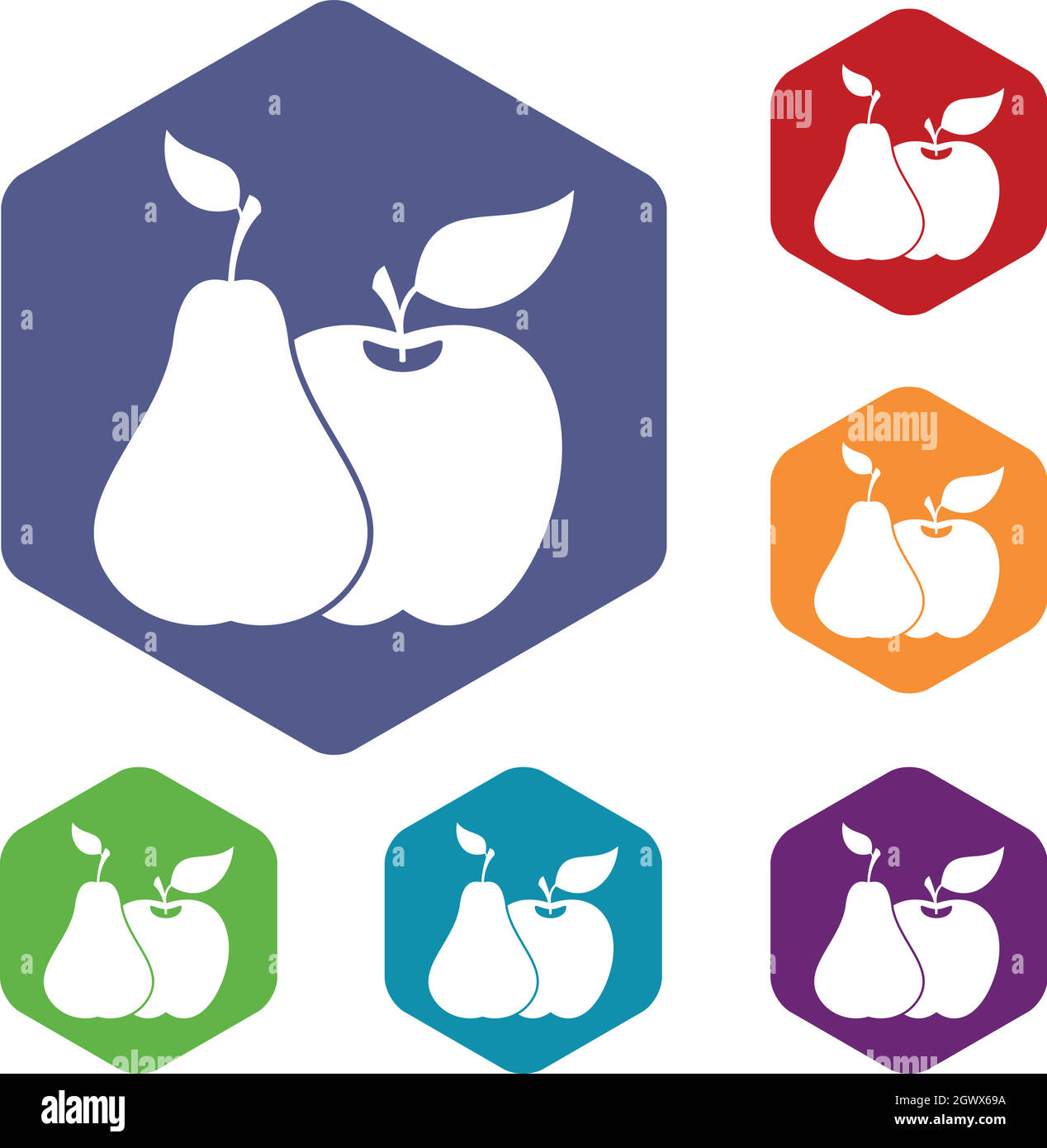 Apple and pear icons set Stock Vector Image & Art - Alamy