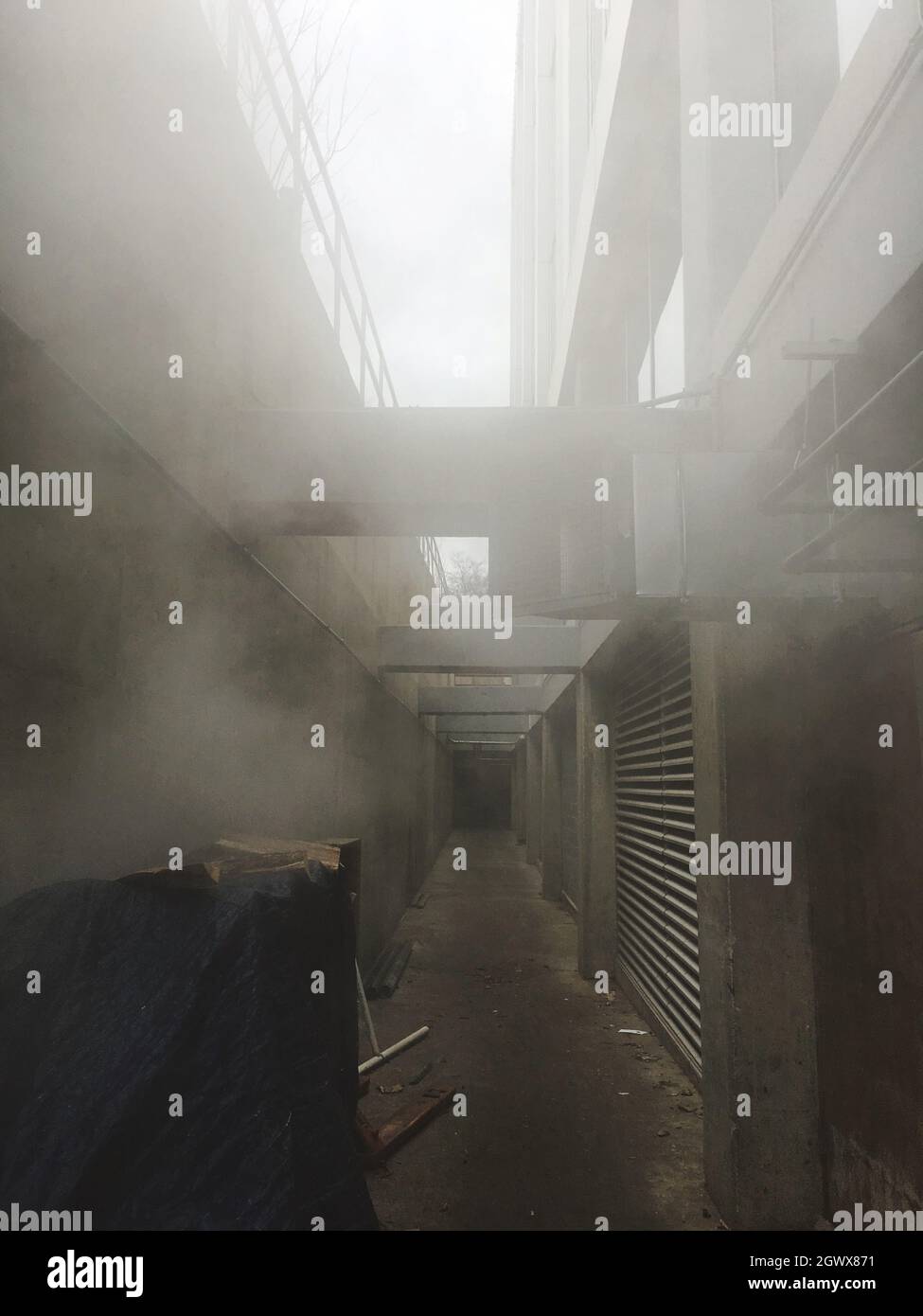 View Of Smoke In Alley Stock Photo Alamy