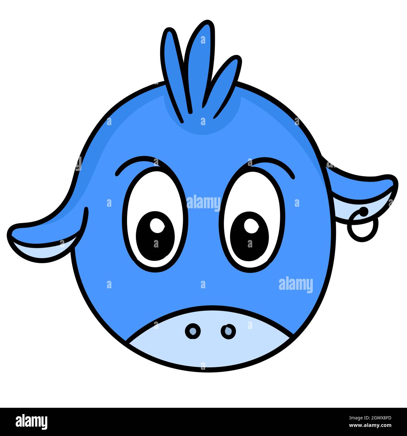 blue looking down cow head emoticon cartoon Stock Vector Image & Art