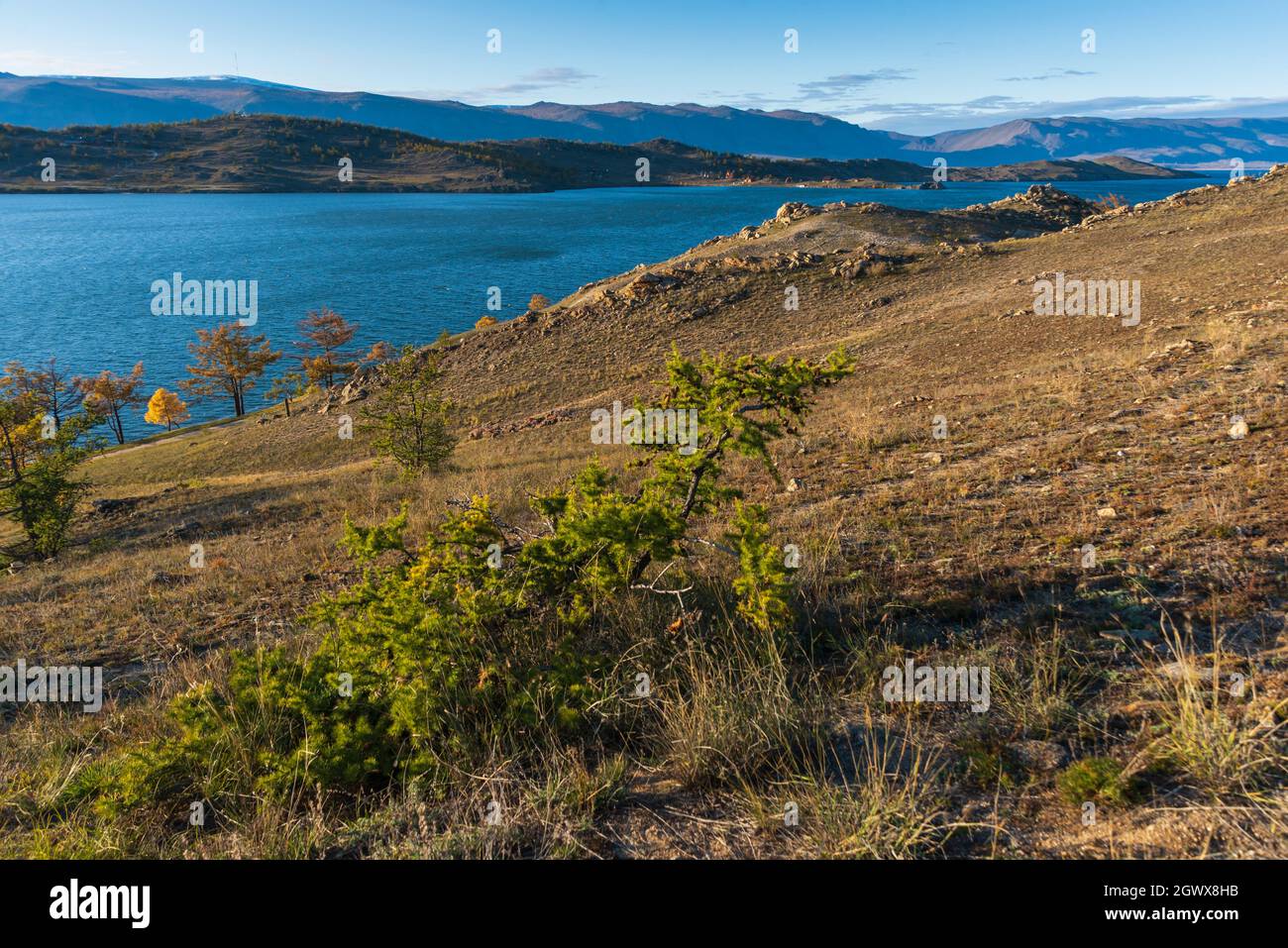 View of Small Sea Strait on Lake Baikal on autumn day, Joy Bay Stock Photo  - Alamy