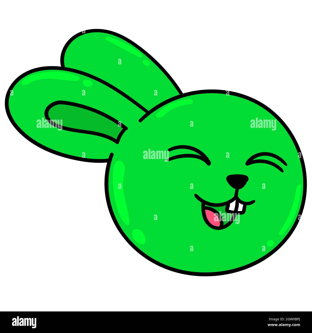 green rabbit head emoticon burst out laughing Stock Vector Image & Art ...