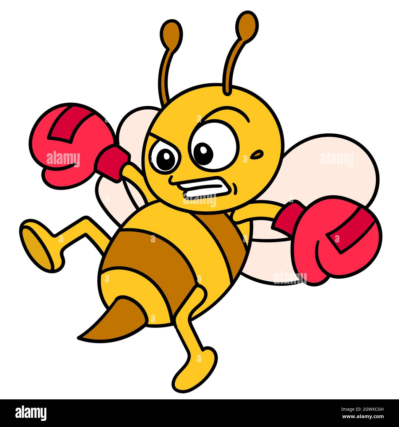 emoticon bee wearing boxing gloves practicing kicking while flying ...