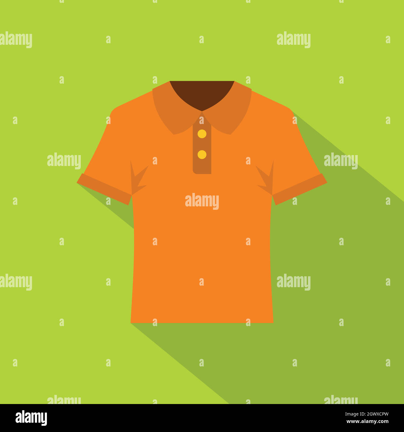 Orange men polo shirt icon, flat style Stock Vector