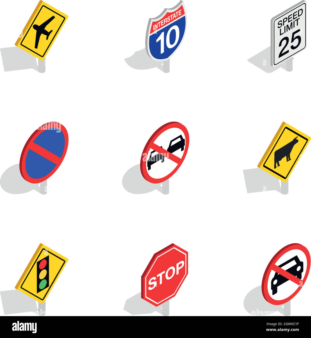 Road sign icons, isometric 3d style Stock Vector Image & Art - Alamy