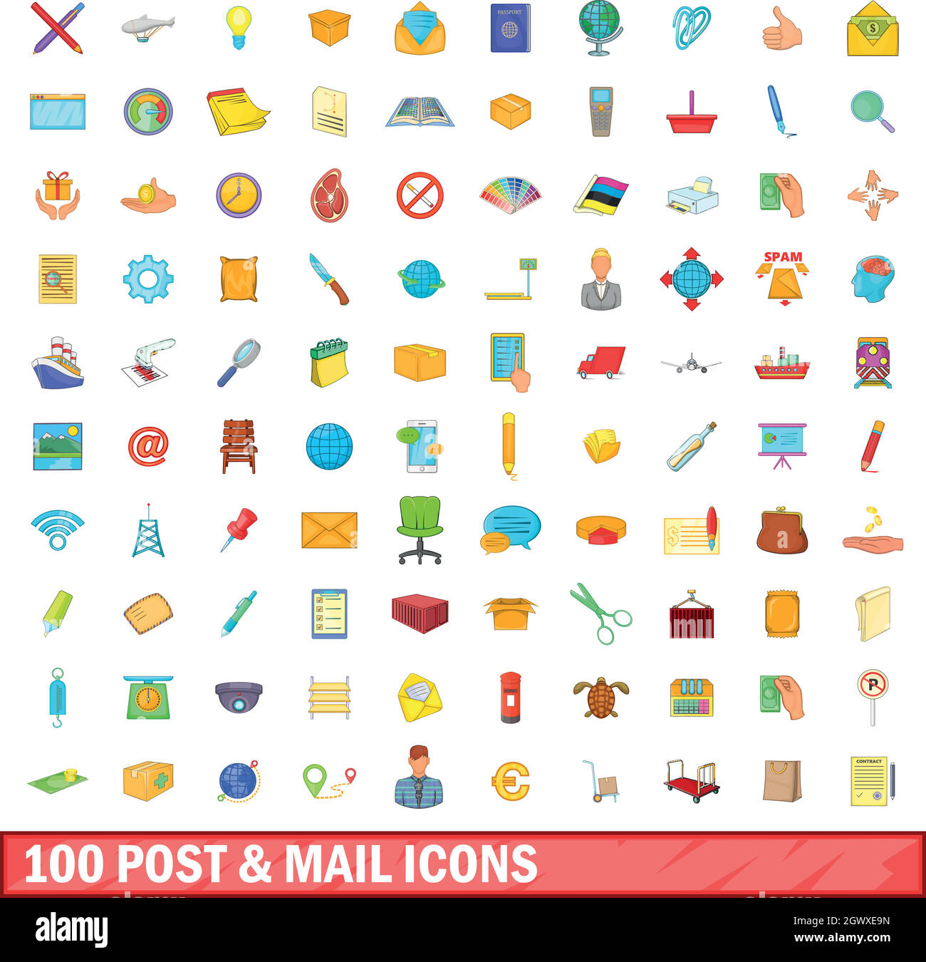 100 post and mail icons set, cartoon style Stock Vector Image & Art - Alamy