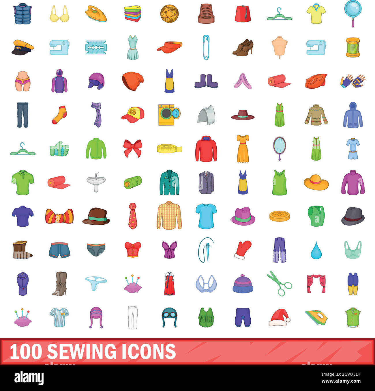 100 sewing icons set, cartoon style Stock Vector Image & Art - Alamy