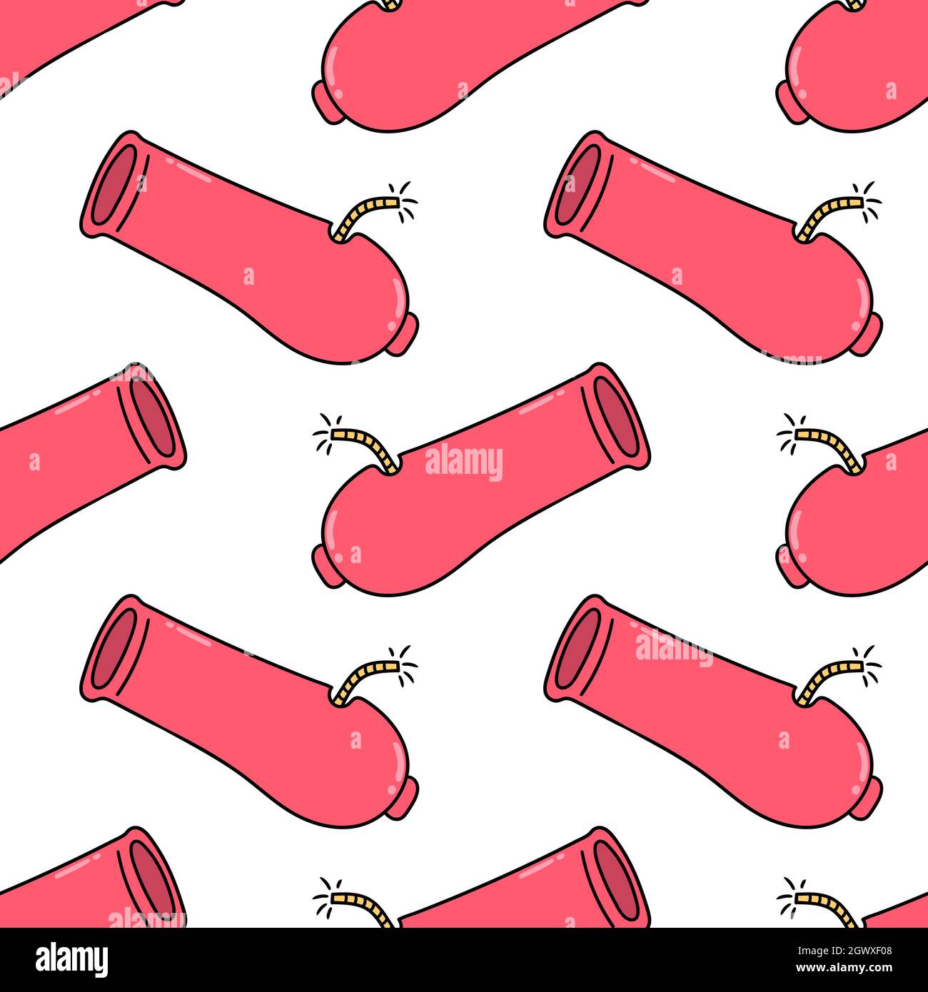 red war cannon pattern seamless textile print Stock Vector