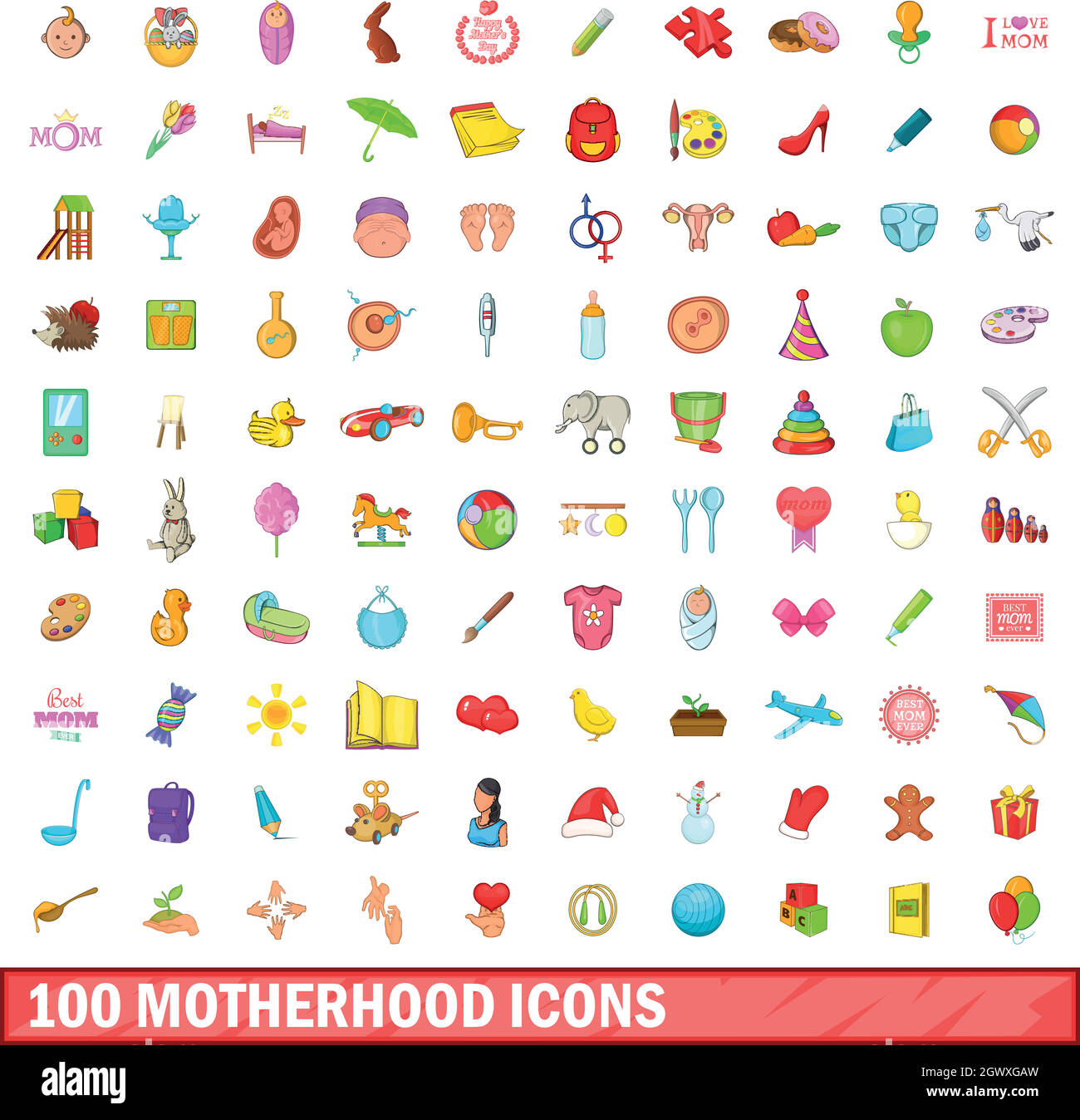 100 motherhood icons set, cartoon style Stock Vector Image & Art - Alamy