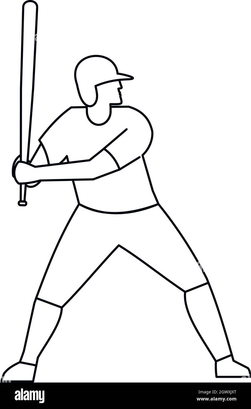 Baseball player icon, outline style Stock Vector