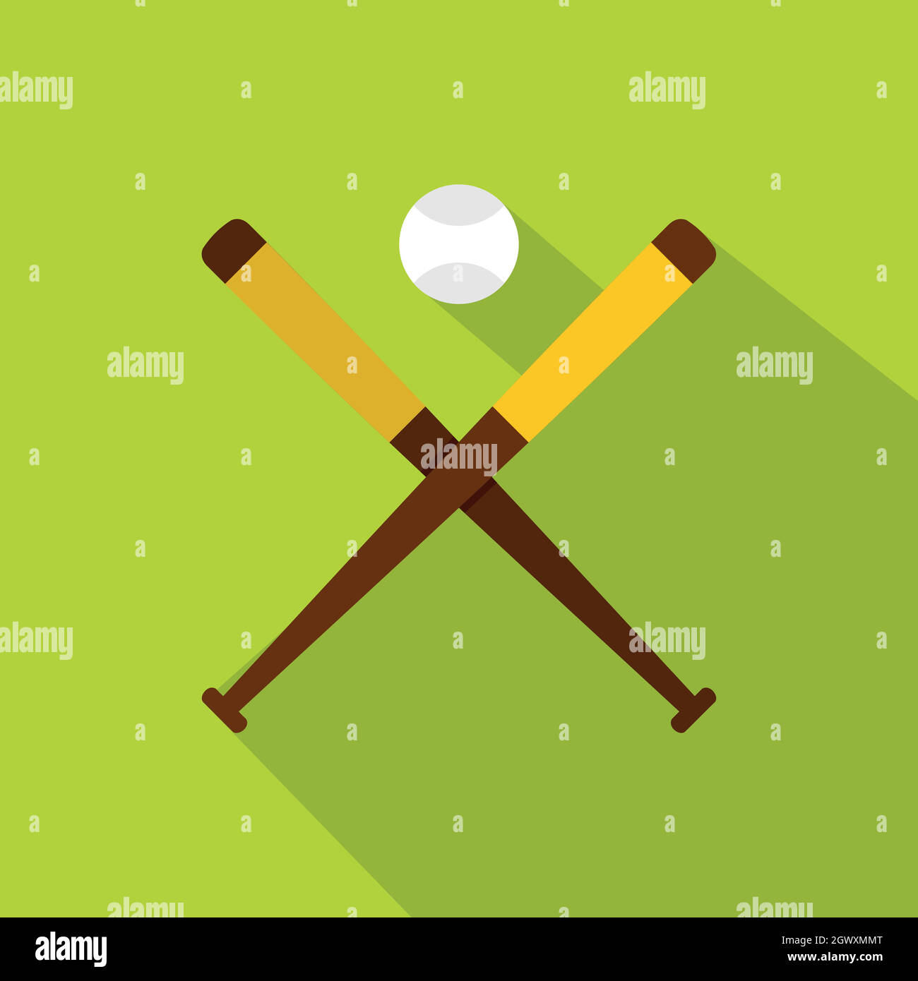 Baseball bats and baseball icon, flat style Stock Vector