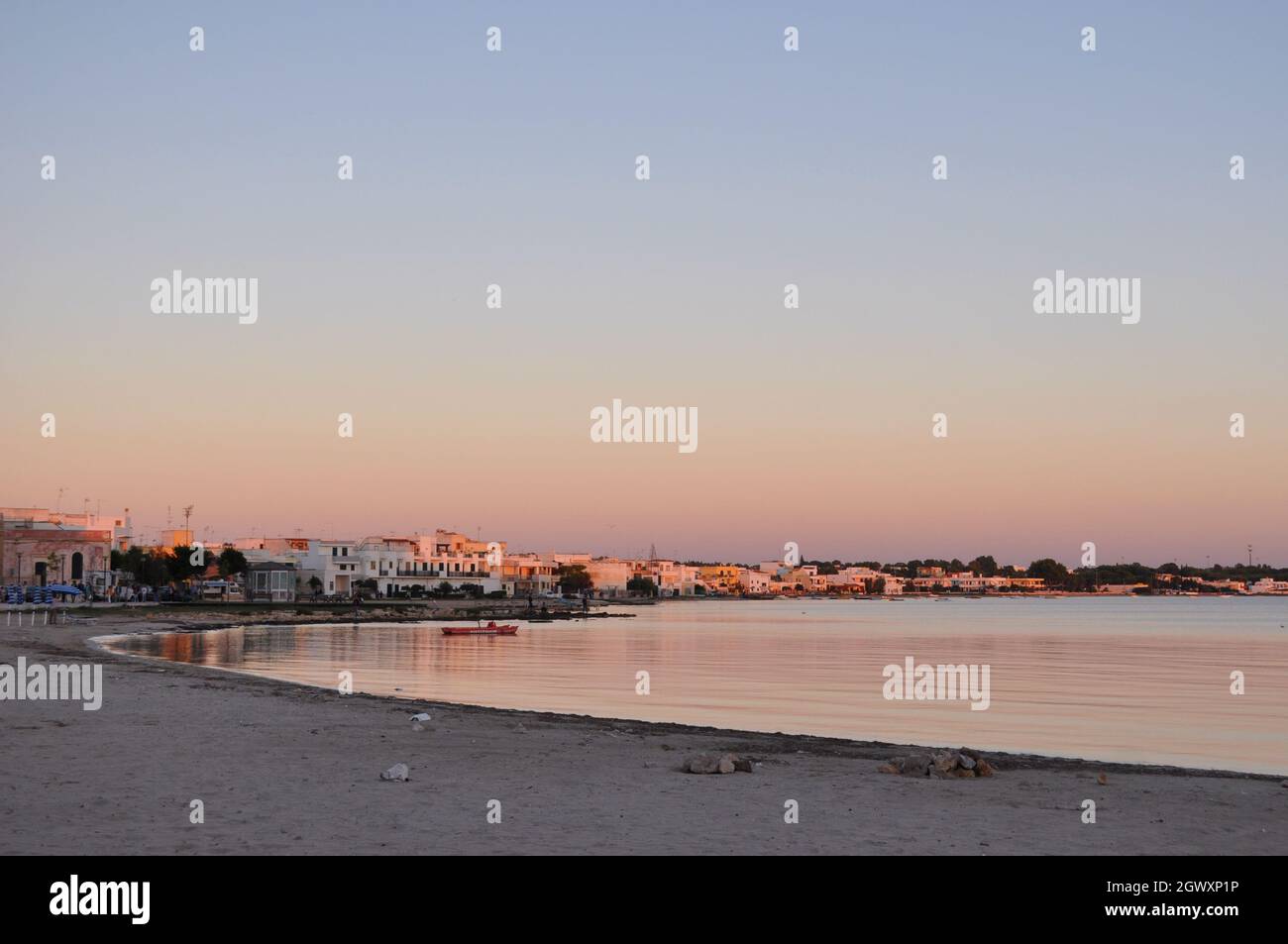 Porto Cesareo Beach At Sunset. Italy Stock Photo