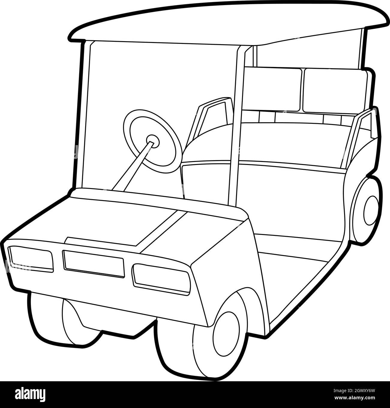 Golf car icon, outline style Stock Vector