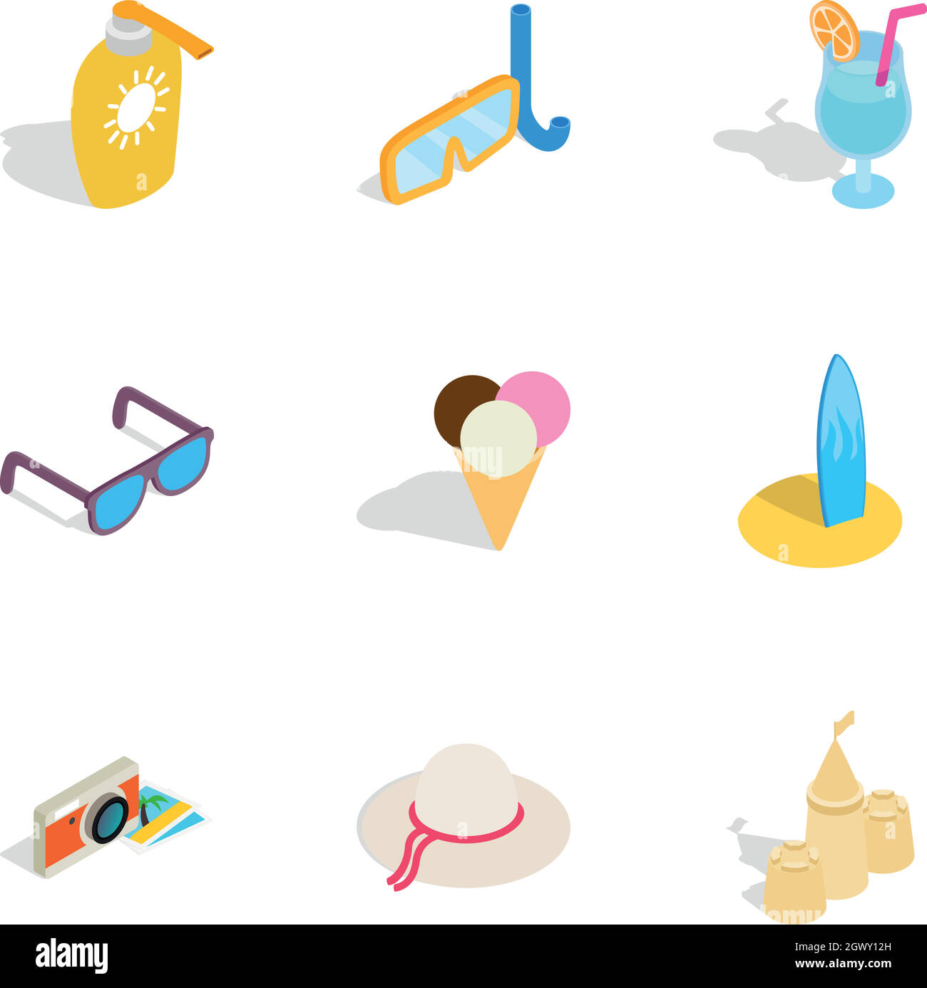 Travel and tourism icons, isometric 3d style Stock Vector