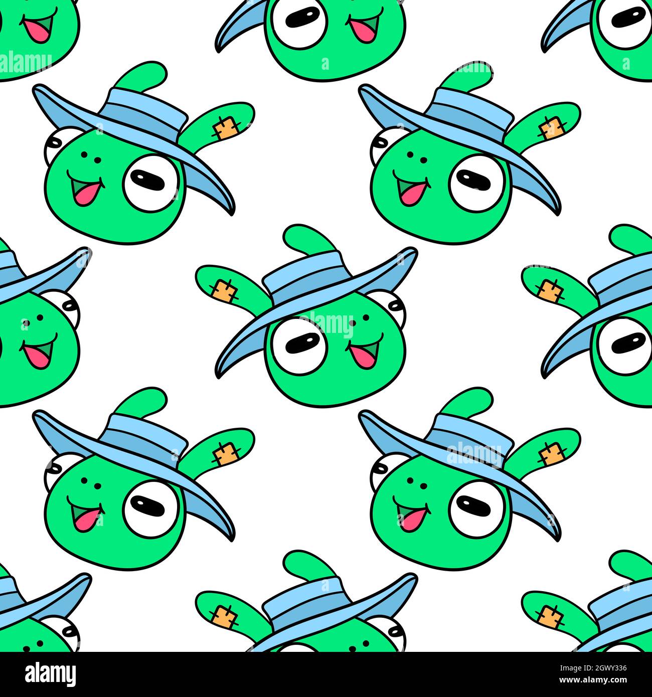 smile frog head seamless pattern textile print Stock Vector