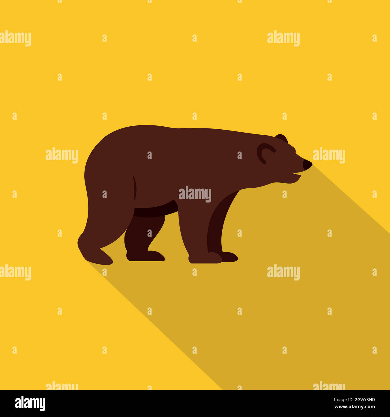 Grizzly bear icon, flat style Stock Vector