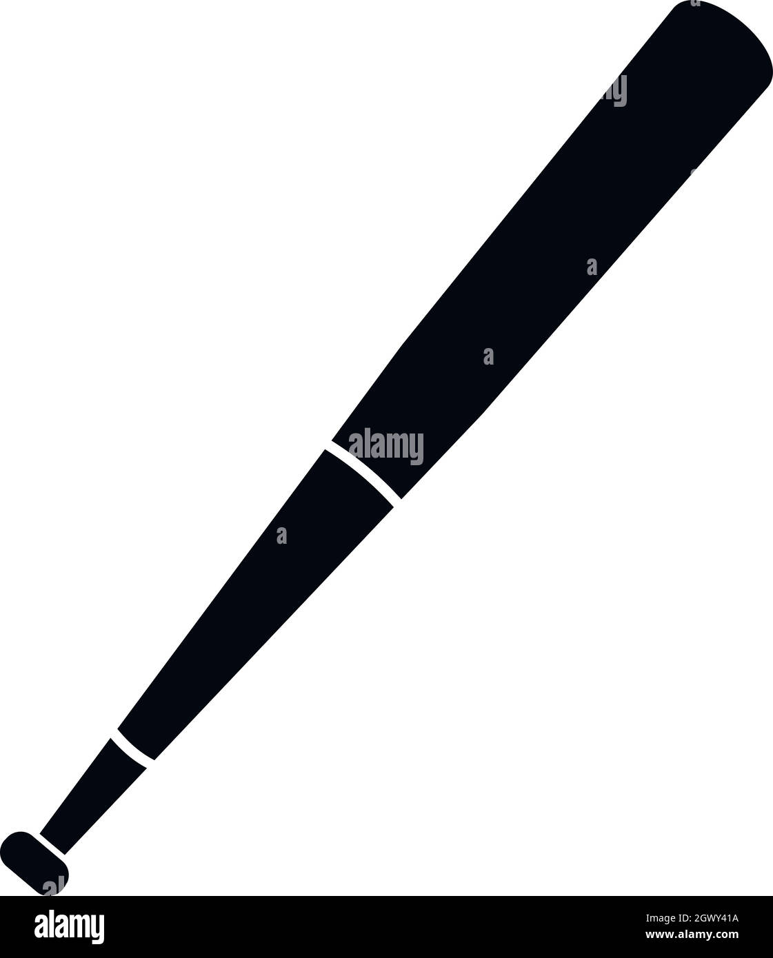 Black baseball bat icon, simple style Stock Vector
