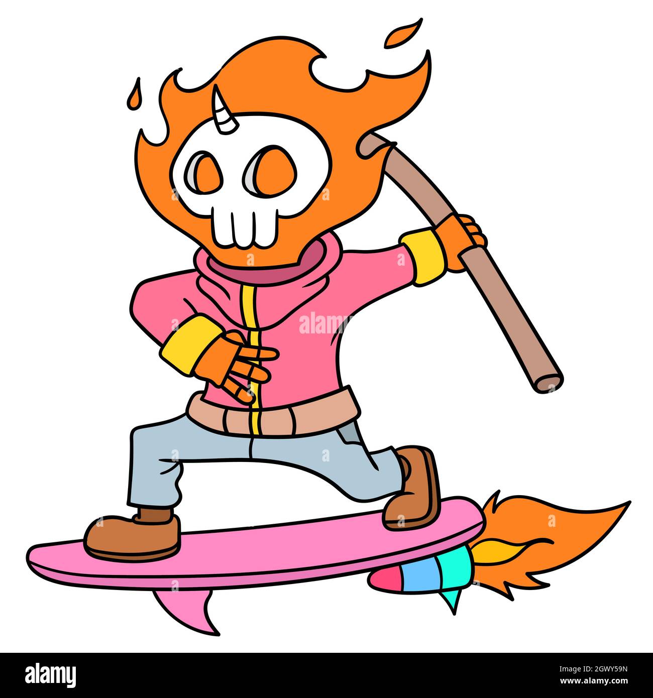 ghost rider fly playing skateboard Stock Vector Image & Art - Alamy