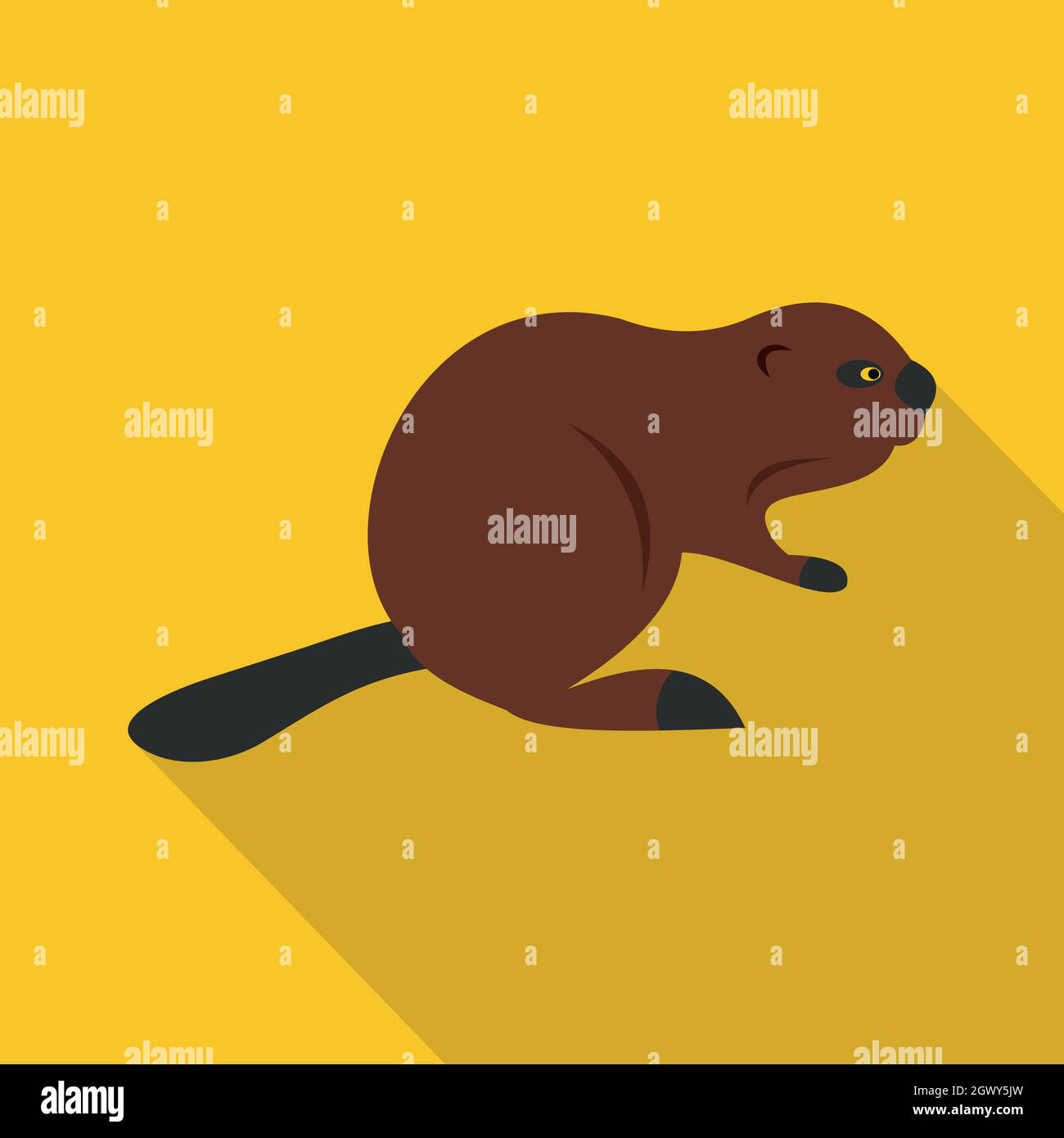 North American beaver icon, flat style Stock Vector