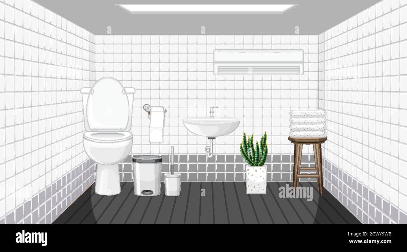 Bathroom interior design with furniture illustration Stock Vector Image ...