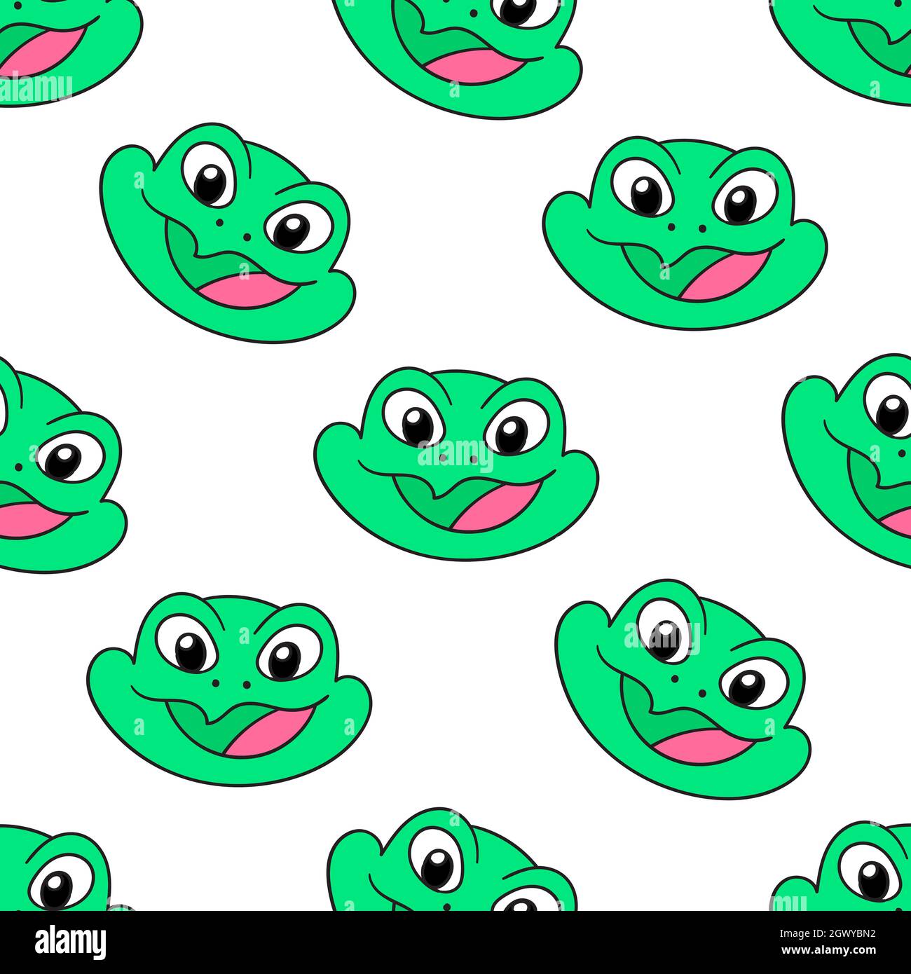 green smile frog seamless pattern textile print Stock Vector