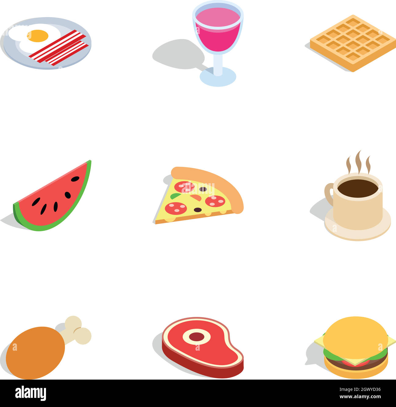 Food And Drinks Icons, Isometric 3d Style Stock Vector Image & Art - Alamy