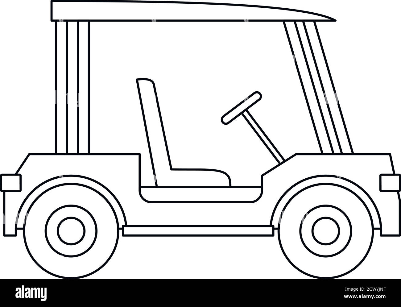 Golf car icon, outline style Stock Vector
