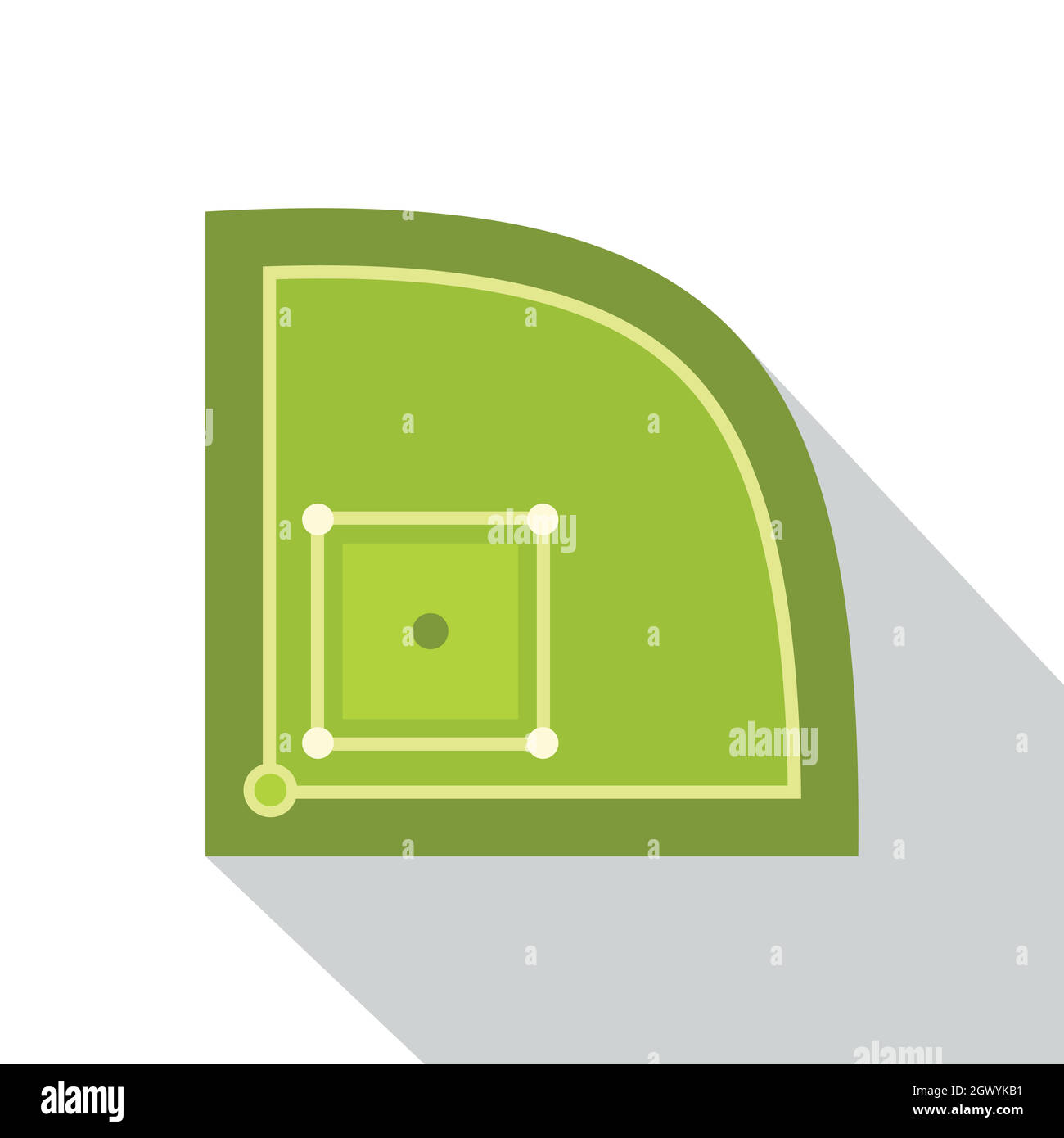Green baseball field icon, flat style Stock Vector