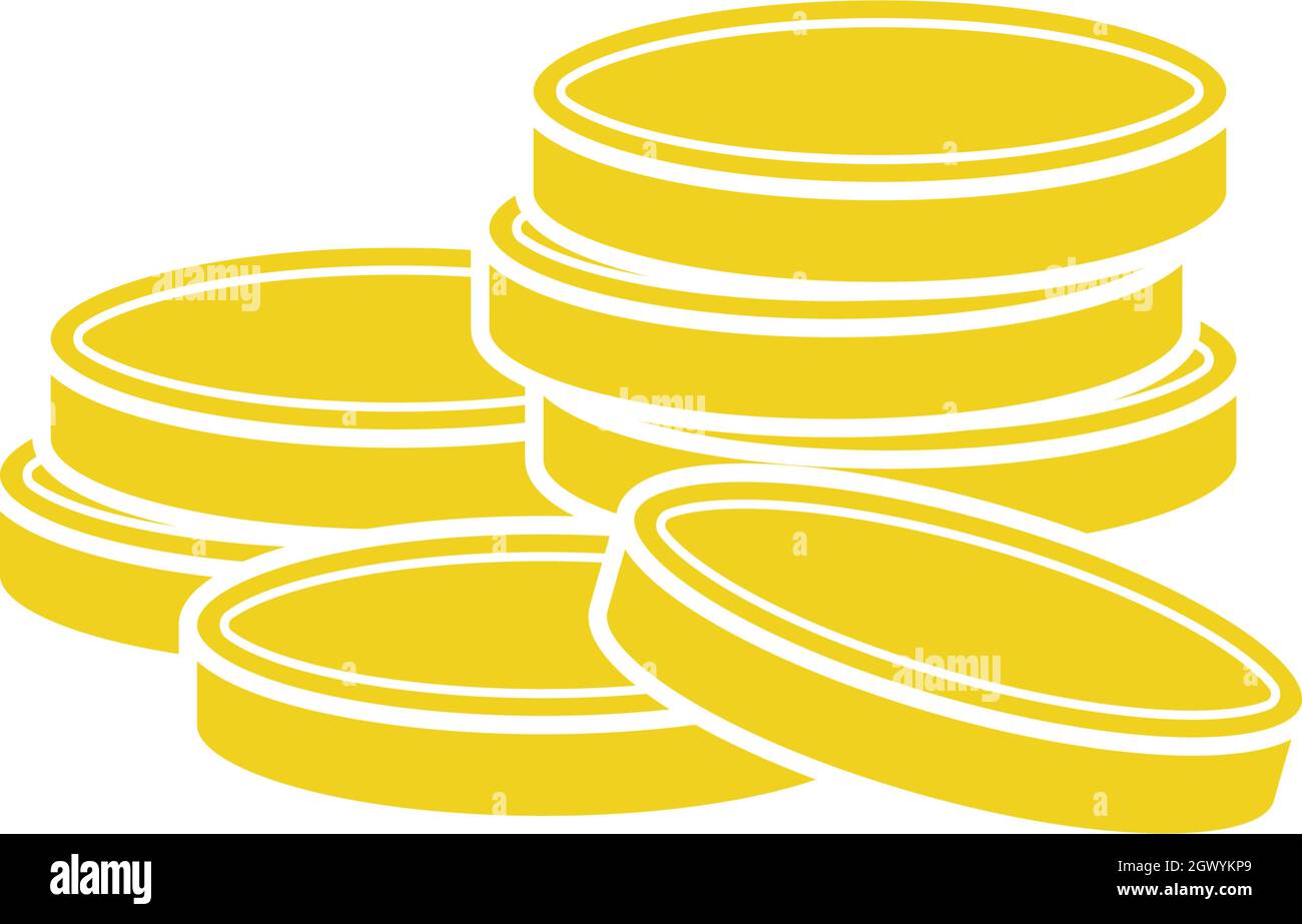Coin money stack icon design template illustration vector Stock Vector
