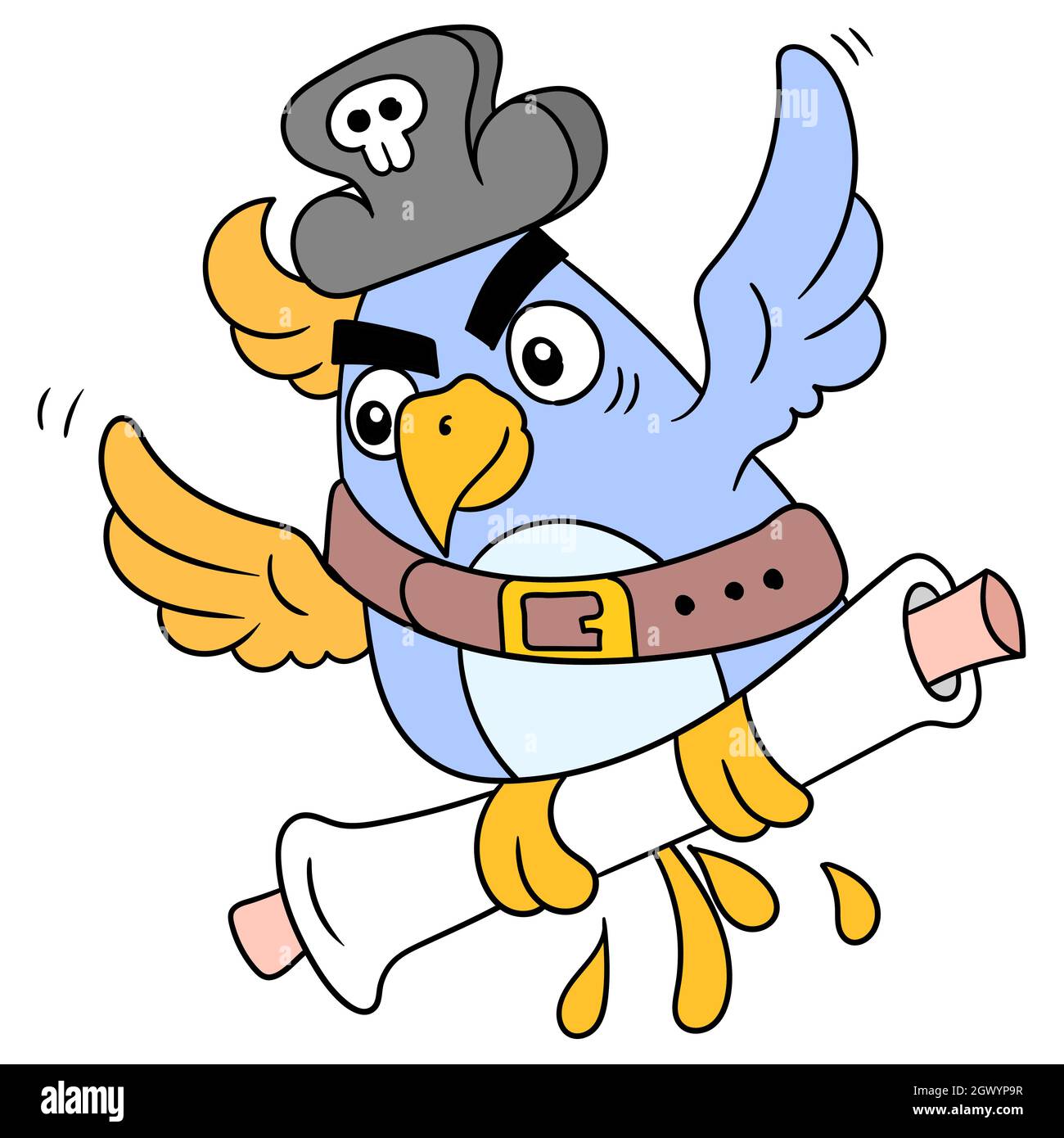 flying pirate pet parrot carrying a treasure map scroll Stock Vector ...