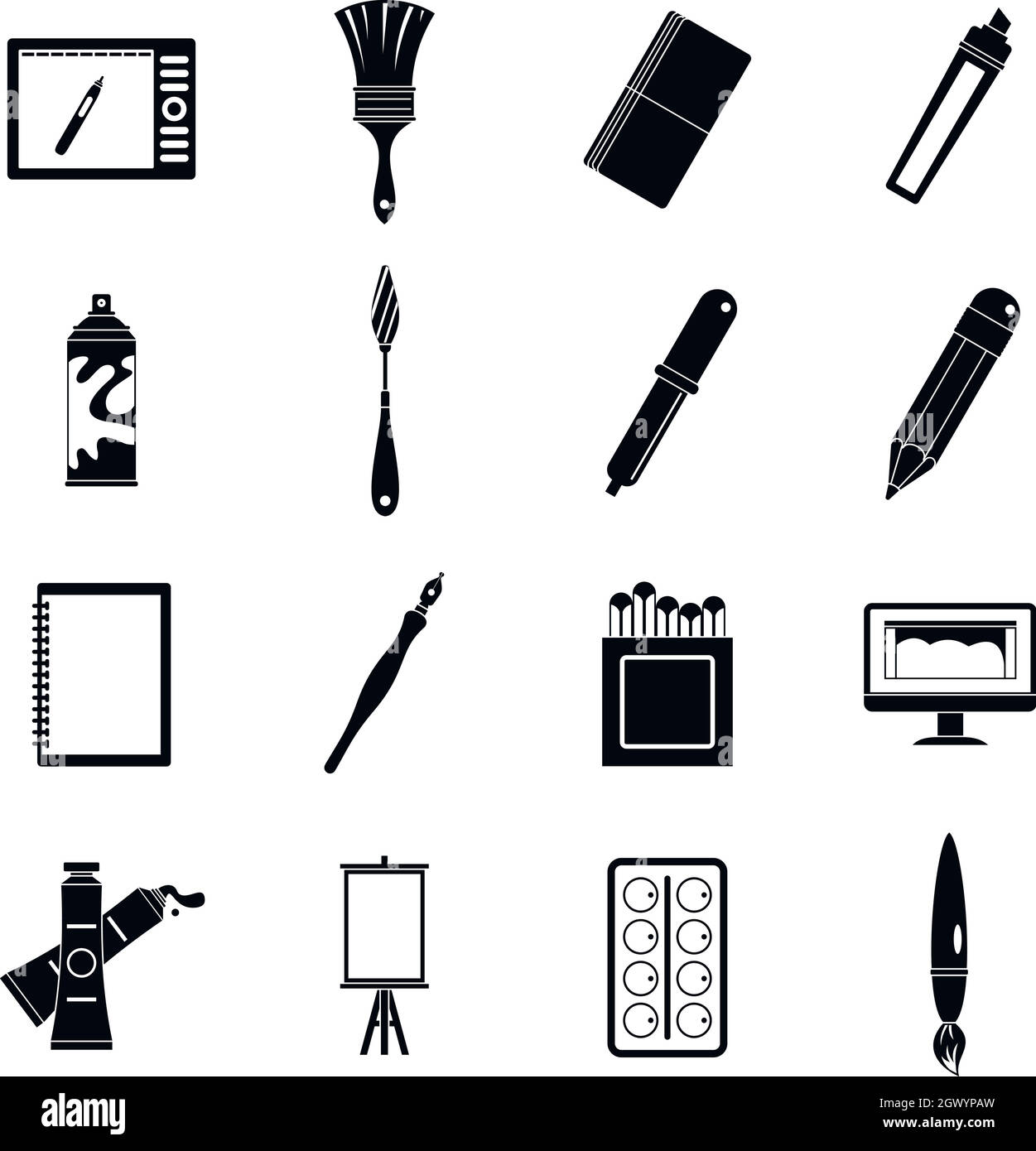 Design and drawing tools icons set, simple style Stock Vector