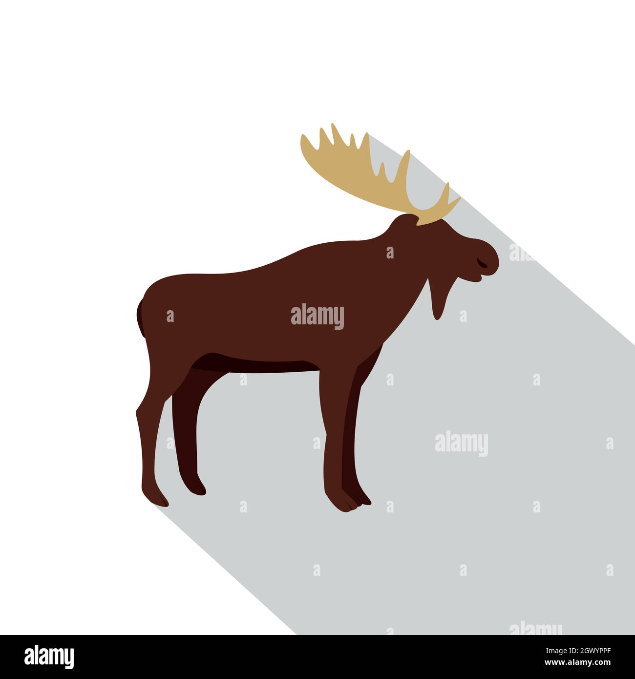 Wild elk icon, flat style Stock Vector